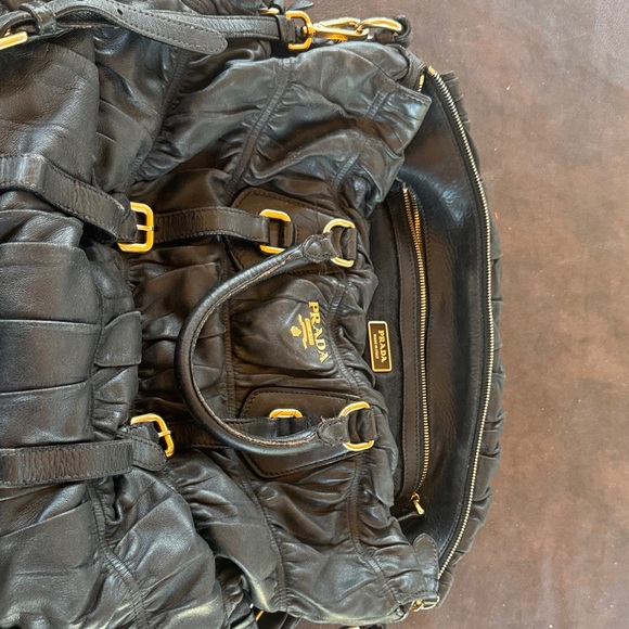 Prada Black Gaufre Leather Hobo Bag - Picture 6 of 6